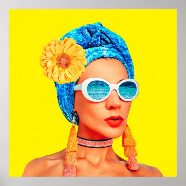 Contemporary art collage. Vacation fashion Girl Cu Poster (Front)