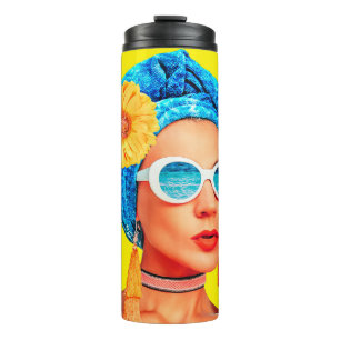 Contemporary art collage. Vacation fashion Girl Cu Thermal Tumbler