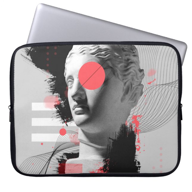 Contemporary art collage with antique statue head  laptop sleeve (Front)