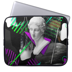 Contemporary art collage with plaster head statue  laptop sleeve