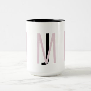 Contemporary Art Deco Pink & Black Monogram  Mug