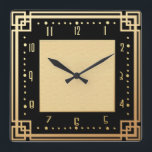 Contemporary Art Deco Style Square Wall Clock<br><div class="desc">Here is another deco style clock face that I made. This is a contemporary style art deco clock, with a deco style surround. A great clock to set off your living room. The numbers on this clock are in an art deco font. A smart sophisticated wall clock for your home....</div>