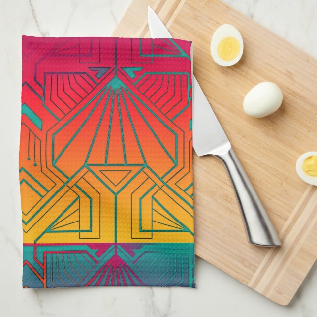 Contemporary Art Deco  Tea Towel (Quarter Fold)