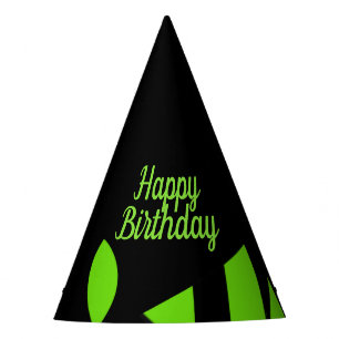 Contemporary Art Green / Black Birthday Party Hat