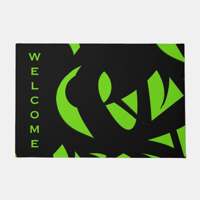 Contemporary Art Green / Black Doormat (Front)