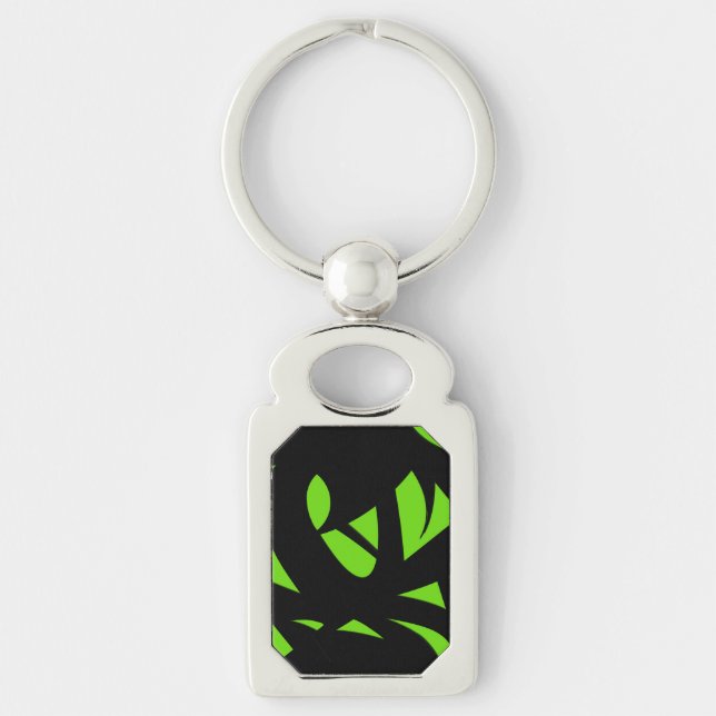 Contemporary Art Green / Black Key Ring (Front)