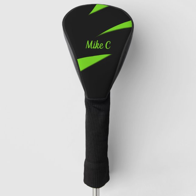 Contemporary Art Green / Black Personal Golf Head Cover (Front)