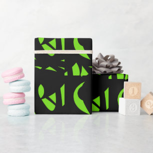 Contemporary Art Green / Black Wrapping Paper