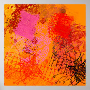 Contemporary art. Hand made art. Colourful texture Poster
