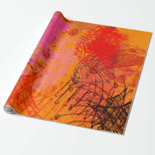 Contemporary art. Hand made art. Colourful texture Wrapping Paper