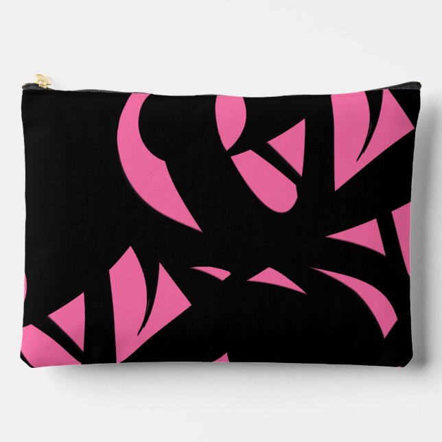 Contemporary Art Hot Pink / Black Accessory Pouch (Front)
