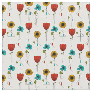 Contemporary Art Noveau Floral Pattern Fabric