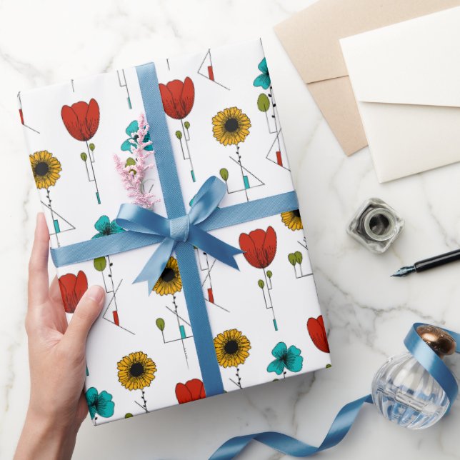 Contemporary Art Noveau Floral Pattern Wrapping Paper (Gifting)