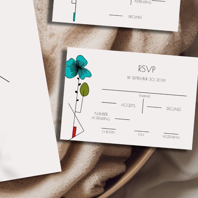 Contemporary Art Noveau Floral RSVP with Meals (Creator Uploaded)