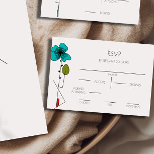 Contemporary Art Noveau Floral RSVP with Meals Card