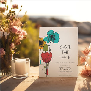 Contemporary Art Noveau Floral Save the Date Invitation