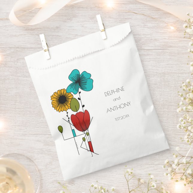 Contemporary Art Noveau Floral Wedding Favour Bags (Clipped)