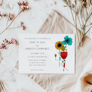 Contemporary Art Noveau Floral Wedding Invitation