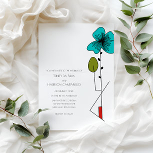 Contemporary Art Noveau Floral Wedding Invitation