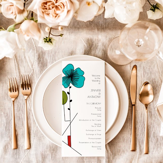 Contemporary Art Noveau Floral Wedding Programme (Creator Uploaded)
