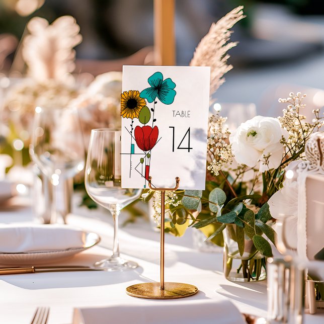 Contemporary Art Noveau Floral Wedding Table Number (Creator Uploaded)