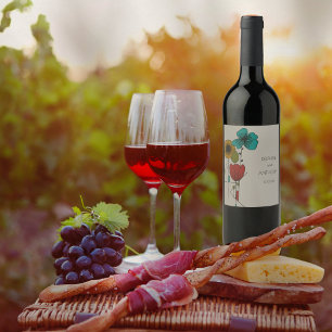 Contemporary Art Noveau Floral Wedding Wine Label