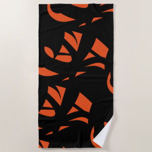 Contemporary Art Orange / Black Beach Towel