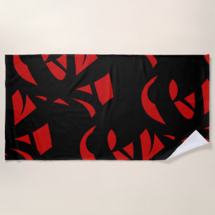 Contemporary Art Red and Black Beach Towel