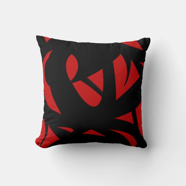 Contemporary Art Red / Black Cushion (Front)