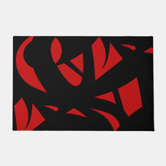 Contemporary Art Red / Black Doormat (Front)