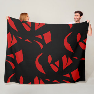 Contemporary Art Red / Black Fleece Blanket