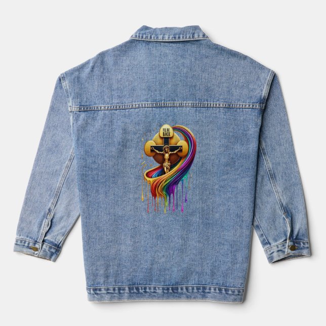 Contemporary Artistic Design of Crucified Figure Denim Jacket (Back)