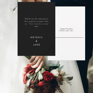 Contemporary B/W Personalised Message Wedding Thank You Card