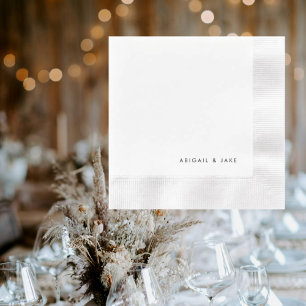 Contemporary B/W Personalized Names Coined Wedding Napkin