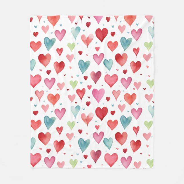 Contemporary Baby Nursery Heart Pattern Fleece Blanket (Front)