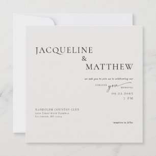Contemporary Beige Forever You Square Wedding QR Invitation