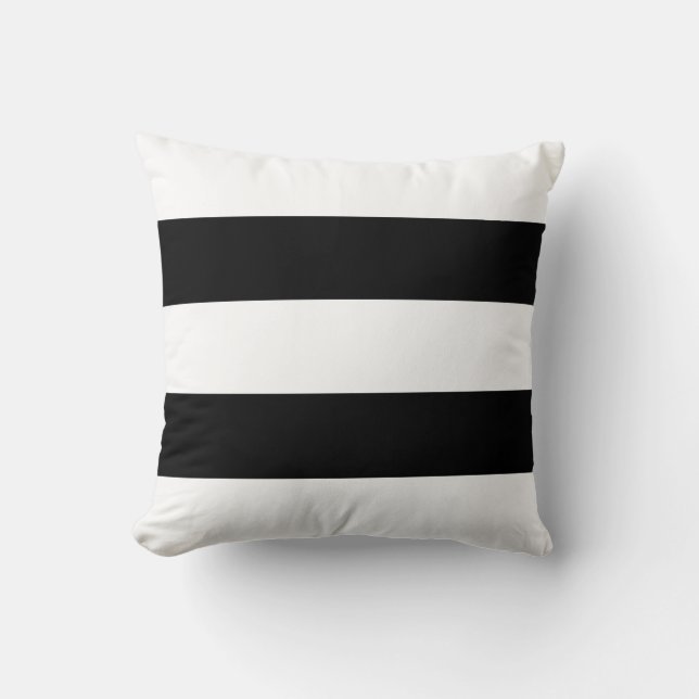 Contemporary Big Black and White Stripe Cushion (Front)