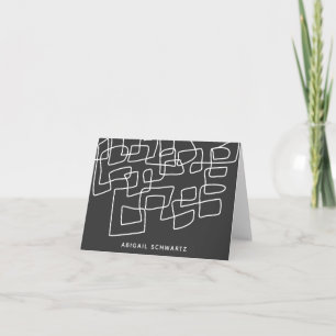 Contemporary Black Abstract Line Art Personalised Note Card
