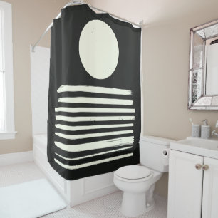 Contemporary Black and White Abstract Art Shower Curtain