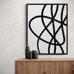 Contemporary Black and White Abstract Line Art Poster<br><div class="desc">Contemporary modern art illustration with abstract line drawing in black and white.</div>