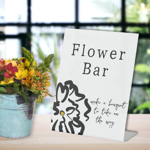 Contemporary Black and White Flower Bar Sign