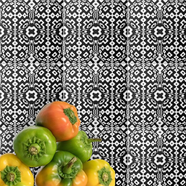 Contemporary Black And White Geometric Op Art  Tile (Creator Uploaded)