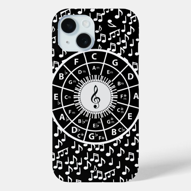 Contemporary black and white music wheel design Case-Mate iPhone case (Back)