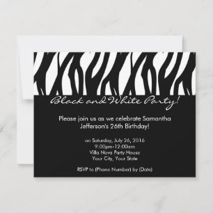 Contemporary Black and White Party Invitations