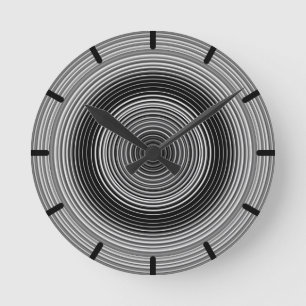 Contemporary Black and White Stylish Pattern Round Clock