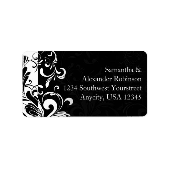Contemporary Black and White Swirl Address Label