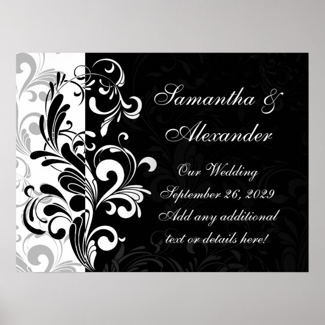 Contemporary Black and White Swirl Poster (Front)