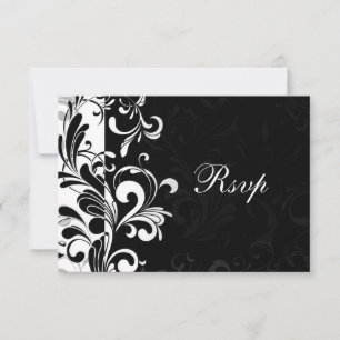 Contemporary Black and White Swirl RSVP Card