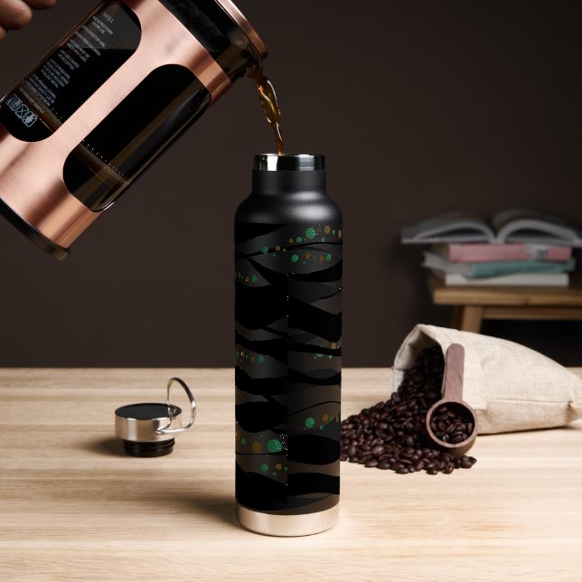 Contemporary  Black and White  Water Bottle (Coffee)