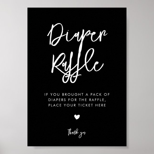 Contemporary black Diaper Raffle sign (Front)